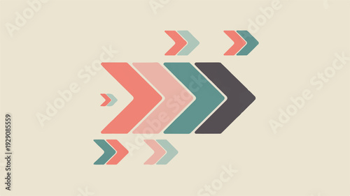Colorful arrows pointing to the right on beige background