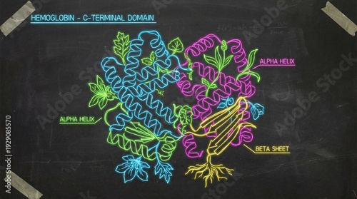 Wallpaper Mural Vintage Scientific Protein Structure Diagram on Dark Chalkboard Background Torontodigital.ca