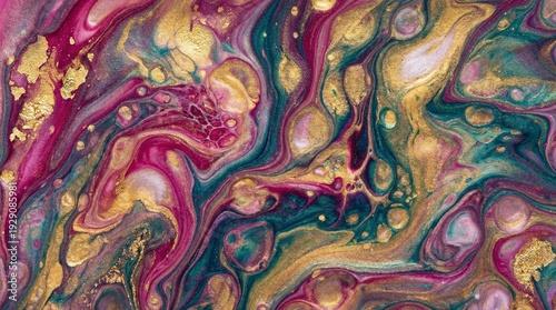 Wallpaper Mural Abstract Fluid Art Microscopic Life with Marble Textures and Gold Accents Torontodigital.ca