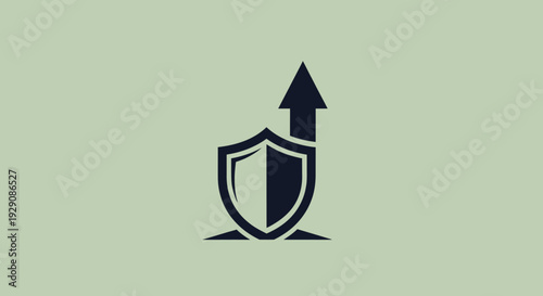 Shield with Upward Arrow Symbolizing Growth and Security.