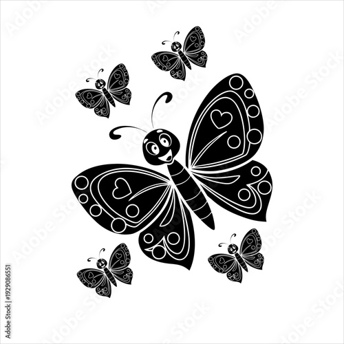 Cute Butterfly Silhouette Vector Illustration