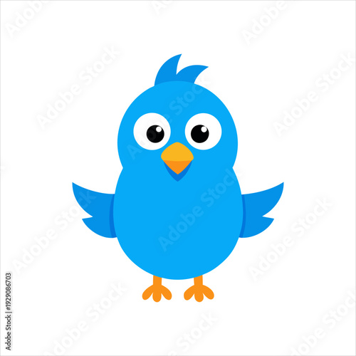 Cute Blue Bird Vector Illustration