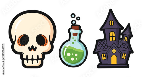 Set of 3 Halloween icons vector