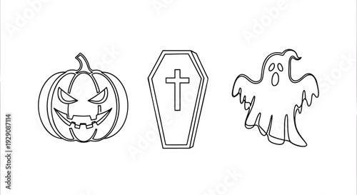 Set of 3 Halloween icons vector