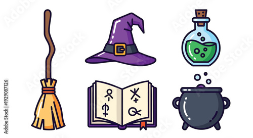 Set of 5 Halloween icons vector