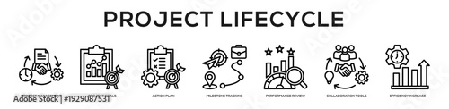 Project Lifecycle web banner icon illustration concept