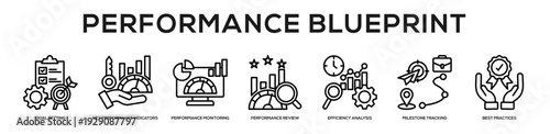 Performance Blueprint web banner icon illustration concept