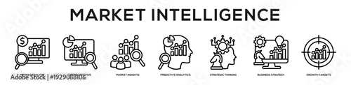 Market Intelligence web banner icon illustration concept