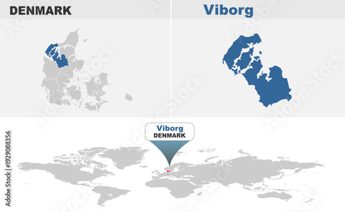 Viborg Denmark map showing highlighted location in Europe.