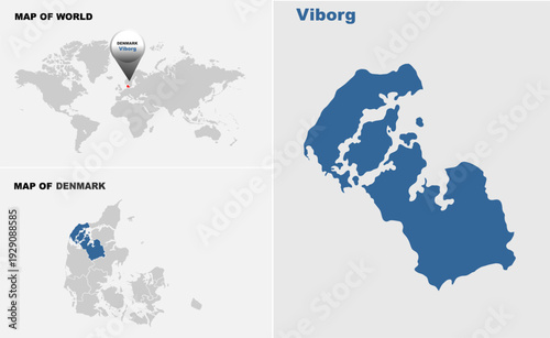 Viborg Denmark map showing highlighted location in Europe.