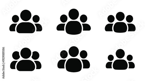 group of people icons in different configurations on white background