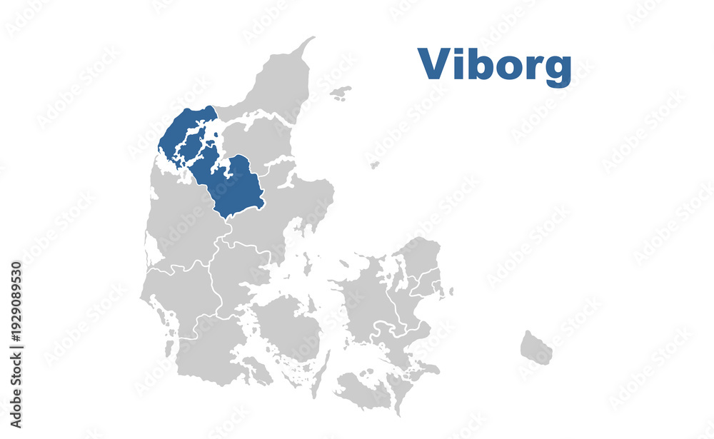 Fototapeta premium Viborg Denmark map showing highlighted location in Europe.