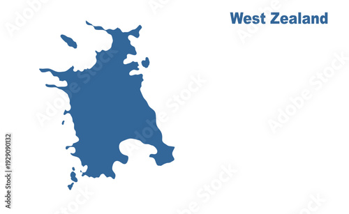 West Zealand map showing highlighted location in Europe.