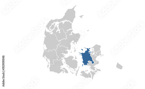 West Zealand map showing highlighted location in Europe.