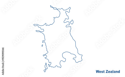 West Zealand map showing highlighted location in Europe.