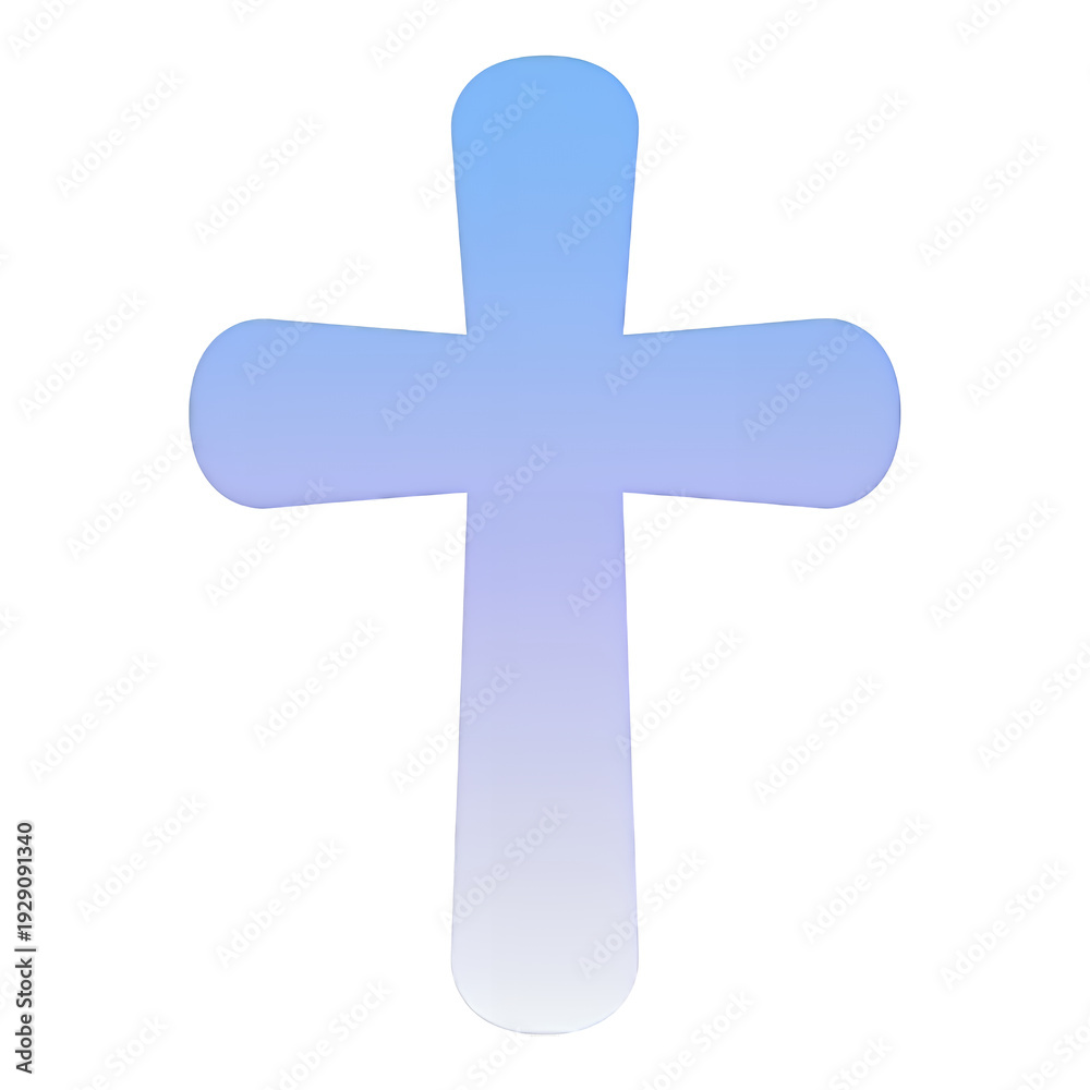 Obraz premium Gradient Blue Cross Symbol, Glowing Style
