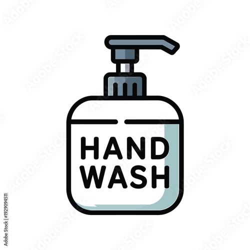 Simple cartoon illustration of a hand wash dispenser bottle with pump