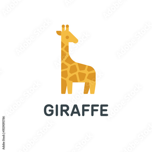 Minimalist giraffe graphic with text label below the image