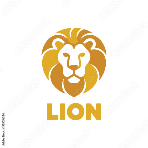 Stylized golden lion head logo with bold text underneath design