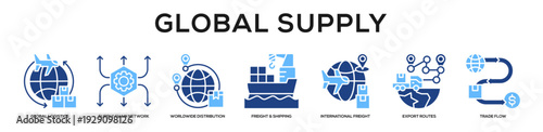 Glyphcolor - Global Supply web banner icon vector illustration concept