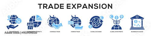 Glyphcolor - Trade Expansion web banner icon vector illustration concept