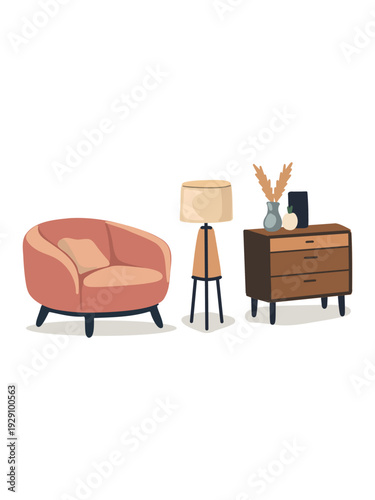 cozy relaxation corner with armchair and small side table in modern living room