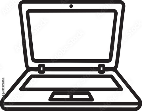 Outline illustration of an open laptop computer viewed from the front