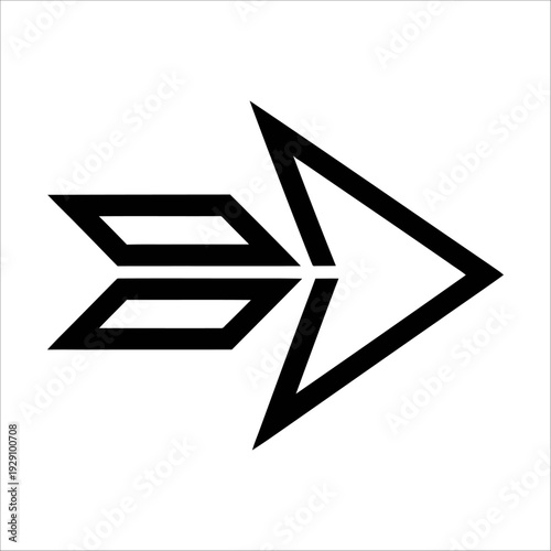 Black arrowhead logo with geometric shapes on white background