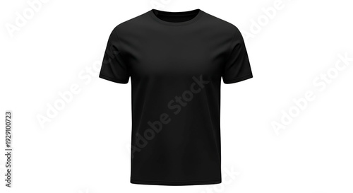 Black T-Shirt Isolated on a Transparent Background Studio Shot Fabric Texture and Design