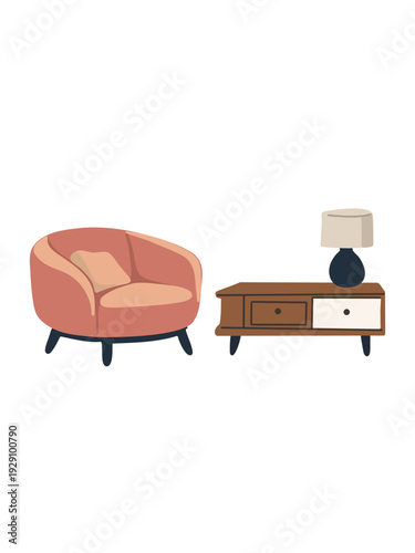 cozy lounge corner with armchair and small table for lamp or books