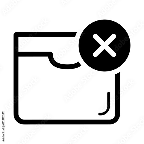 Deleting file icon with cross symbol on folder