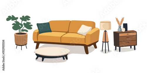 cozy family living room furniture arrangement in bright interior space