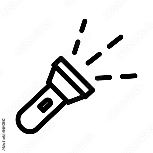 Flashlight shining bright in dark with beams of light