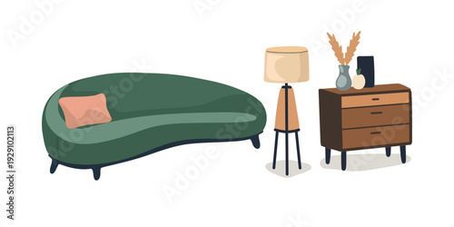 luxury residential living room furniture arrangement with decorative details