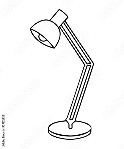 Desk lamp line art illustration.