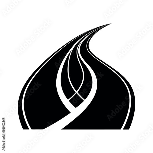 Vector Road Silhouette for Travel App Navigation Service Identity.