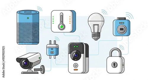 Smart home devices collection showcasing modern technology and connectivity solutions.
