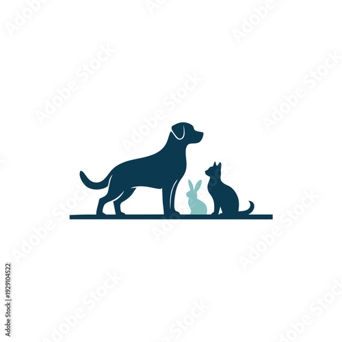 Dog Cat and Rabbit Silhouette Illustration.