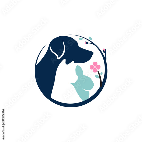 Dog and Rabbit Silhouette Graphic Illustration.