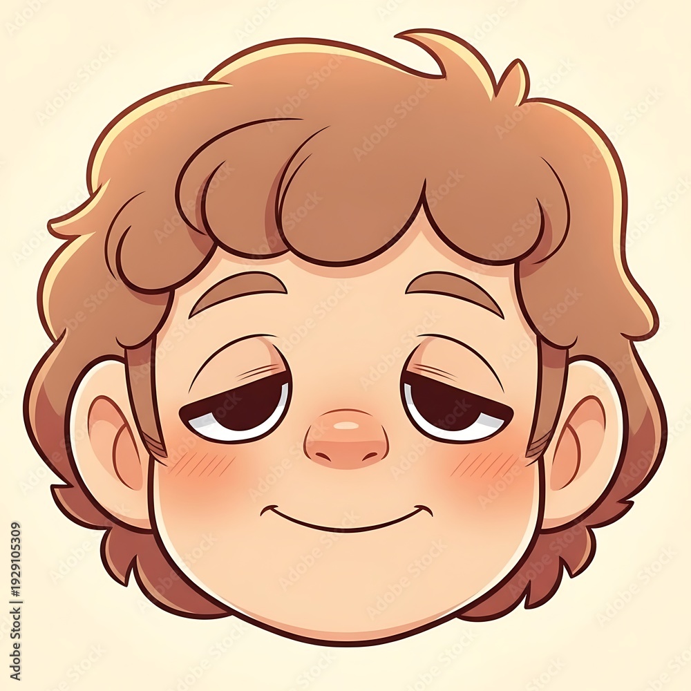 Obraz premium Smiling cartoon child with brown hair.