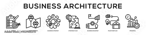 Business Architecture web banner icon illustration concept