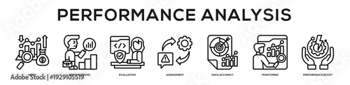 Performance Analysis web banner icon illustration concept