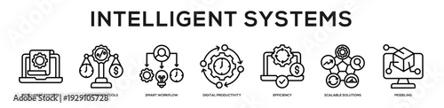 Intelligent Systems web banner icon illustration concept
