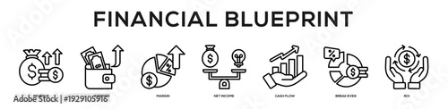 Financial Blueprint web banner icon illustration concept