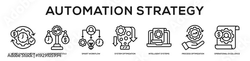 Automation Strategy web banner icon illustration concept