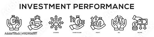 Investment Performance web banner icon illustration concept