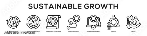 Sustainable Growth web banner icon illustration concept
