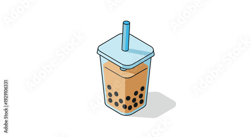 bubble tea with tapioca pearls in hand drawn cartoon style illustration for beverage design