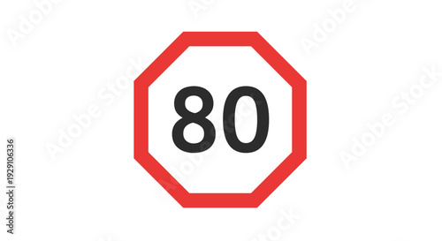 speed limit 80 road sign design with red octagonal border modern traffic symbol