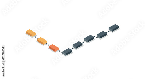 isometric blockchain network with connected blocks in a chain design